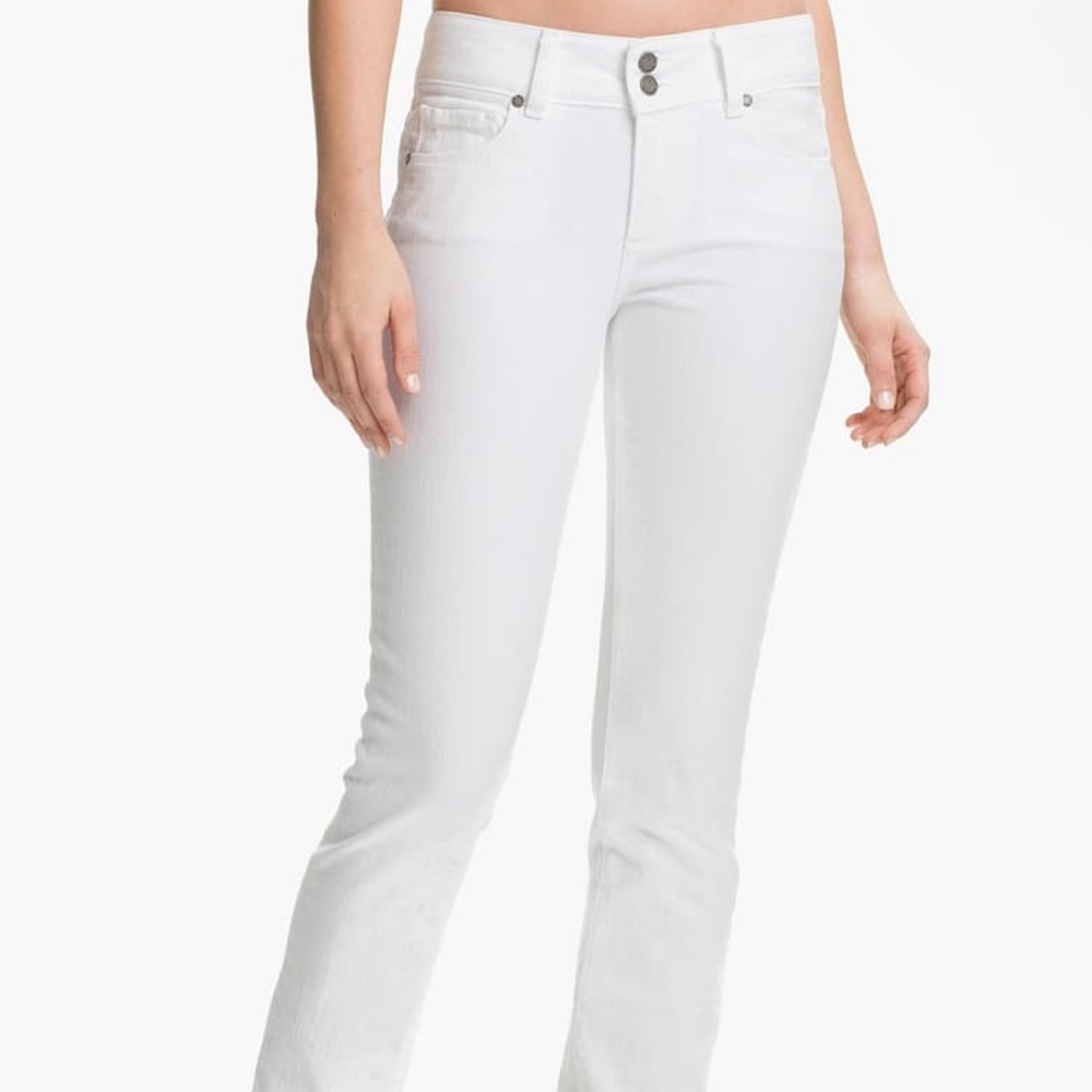PAIGE White Hidden Hills Straight Slim Jeans